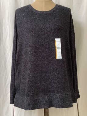 Time and Tru Relaxed Fit Pullover Sweater Top-Black Soot-Soft-Large 12-14-NWT